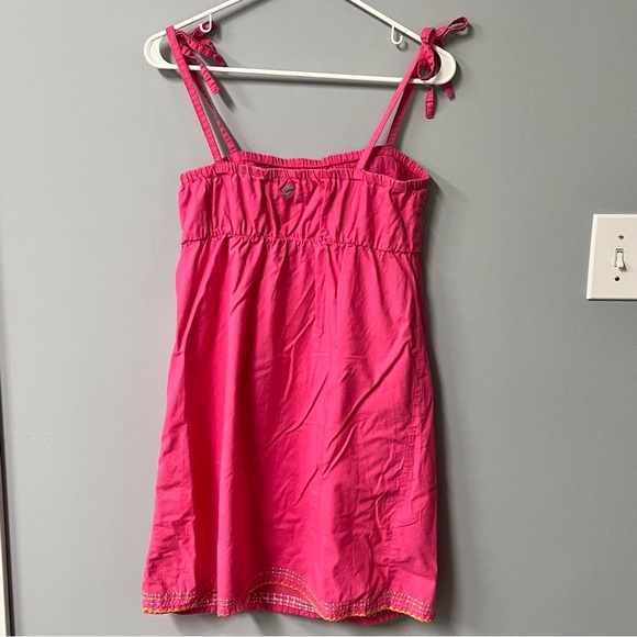 y2k billabong embroidered pink tie straps summer cotton dress sz large - Picture 7 of 10